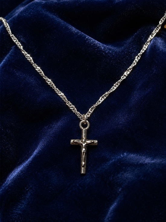 Jewelry - Sterling Silver Italian Chain Necklace 16” with Cross Pendant
